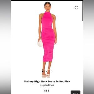 Superdown high neck hot pink dress on revolve. Fun, funky, formal occasion.
